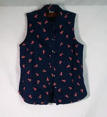 J.Crew Women's Tops Womens Blue Lobsters Print Sleeveless Button Up Shirt M NEW • $30