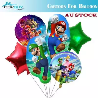 6PCS Super Mario Helium Foil Balloons Happy Birthday Set Kid Party Decorations • $8.95