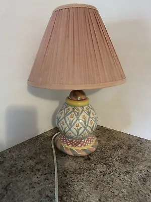 Vtg Mackenzie Childs Lamp Tulips Old Mark 1990’s With Pleated Pink Shade Works  • $129