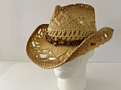 Milani Straw Cowboy Hat For Kids With Shapeable Brim One Size Elastic Fit Hat • $21.99