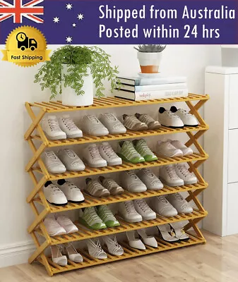 $49.95 • Buy 3/4/5/6 Layers Bamboo Shoe Rack Storage Organizer Wooden Household Stand Shelves