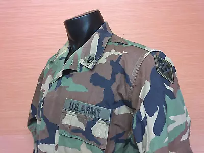 US Army Engineer School SSG 18th Woodland Camo Combat Coat Jacket Large Regular • $27.99