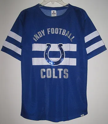 Nwt Victoria's Secret Pink Nfl Indianapolis Colts Sequin Bling Jersey Shirt Top • $71.99