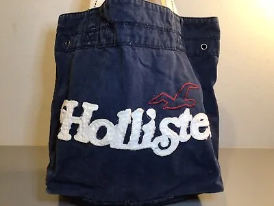 HOLLISTER Faded Blue Cloth Shopper Tote Handbag • £10.43