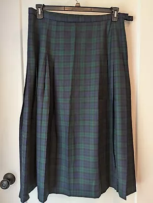 Pendleton Women's Size 16W Skirt Green Navy Plaid Pleated 100% Virgin Wool... • $35