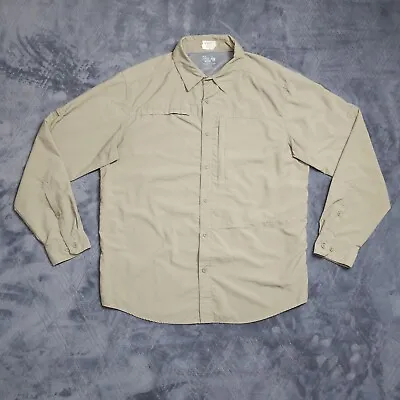 Mountain Hardware Shirt MENS Large Nylon Vented Button Up Long Sleeve Brown • $20.99