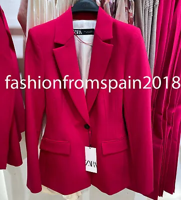 Zara New Woman Fitted Blazer With Topstitching Jacket Fuchsia Xs-xl 2436/600 • $109.88