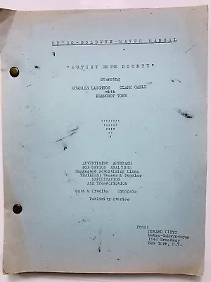 MGM Howard Dietz Manuscript Mutiny On The Bounty 1935 Advertising Box Office Air • $125.99