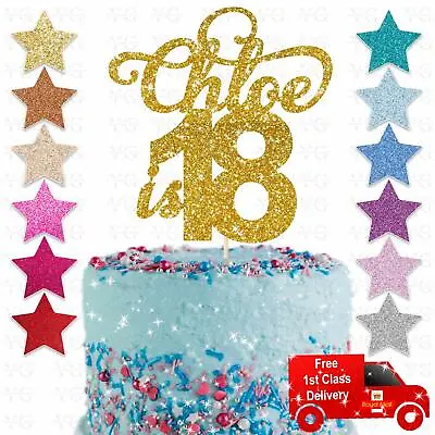 Personalised Happy 18th Birthday Glitter Cake Topper Any Name Any Age 21 30 40 • £2.75