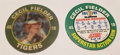 1991 7-11 Slurpee Mideast Coin #3 Cecil Fielder - Tigers • $1.99