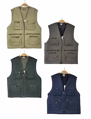 Men's Multi Pocket Workwear Vest Waistcoat Body Warmer Gillet Fisherman Utility  • £12.31