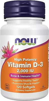 Now Supplements Vitamin D-3 2000 IU 120 Softgels Free Shipping • $9.66