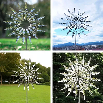 Garden Metal Windmill Kinetic Sculptures Unique And Magical Wind Powered Spinner • £10.44