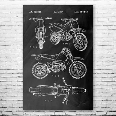 Dirt Bike Patent Poster Print 12 SIZES Motorcycle Blueprint Offroading Gift • $34.95