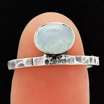 Natural Rainbow Moonstone - India 925 Sterling Silver Ring S.7 Jewelry R-1037 • £6.43