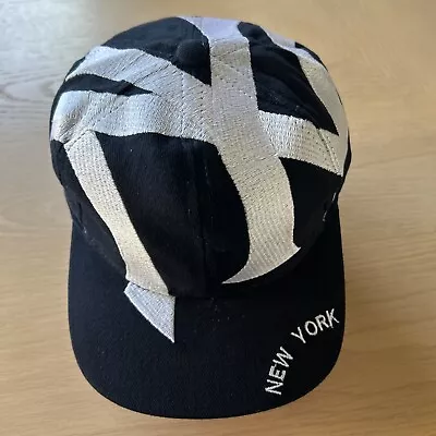 Custom New York Yankees Black White Snapback Hat Big Logo Rare Custom NOT VTG • $198