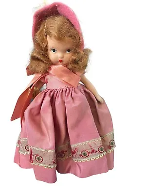 Nancy Ann Storybook Doll 160 Pretty Maid Bisque 5.5  1940s Pink Dress Red Hair • $39.95