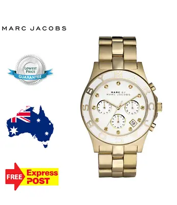 New Marc Jacobs Blade Mbm3081 Gold/white/crystal Womens Ladies Quartz Watch • $249.99
