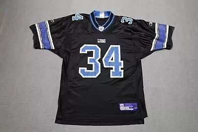 Vintage Detroit Lions Jersey Mens Large Black Reebok #34 Jones NFL Football • $29.97