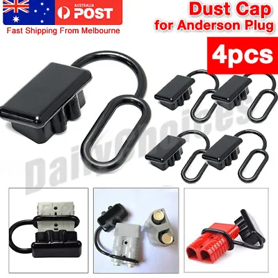 4pc Black Dust Cap Anderson Plug Cover Style Connectors 50AMP Battery Caravan • $6.99