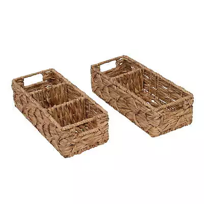 Honey-Can-Do Wicker Water Hyacinth Storage Basket Set Of 2 With DividersNatural • $23.74