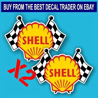 VINTAGE SHELL GASOLINE OIL Decal Sticker X2 Vintage Mancave Garage Stickers • $3.59