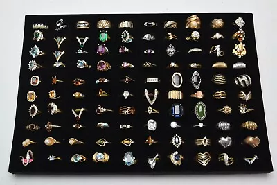 Lot Of (100) Vintage 18K HGE Gold Plated Fashion RINGS Statement Costume NOS • $225