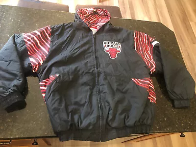 Vintage Used 90s Chicago Bulls NBA Chalkline  Zubaz Coat  Jordan Pippen Youth XL • $69.99