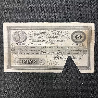 Stamford Spalding & Boston Banking Co. Limited  Five Pounds • $5