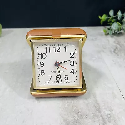 Vintage Westlox Traveling Alarm Clock Tan Travel Case • $13.99