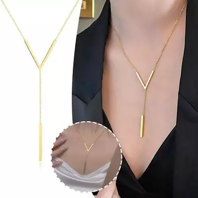 V-Shaped Necklace Chain Body Chain Jewelry Necklace Shiny New Women B0 T7L0 • £3.31