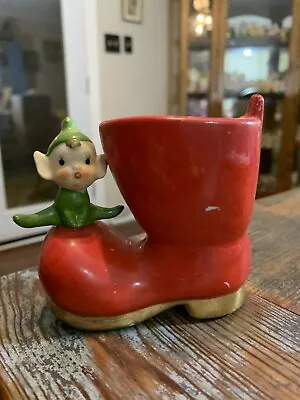 Vintage Japan CHRISTmas Elf Pixie Fairy On Santa Boot • $45