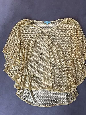 Melissa Odabash Crochet Knit Beach Coverup One Size Yellow • £32
