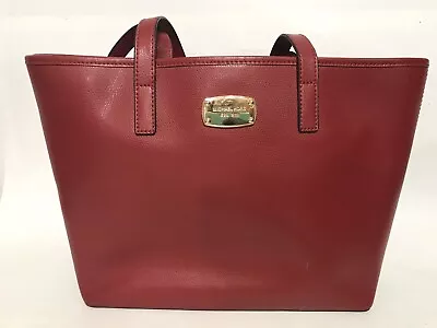 Michael Kors Red Leather Double Handle Medium Tote Bag Purse Inside Pockets • $19.95