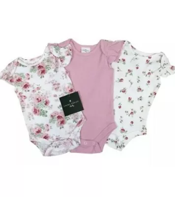 Baby Girls Laura Ashley THREE Pack Floral Body Suits 3-6 Months New With Tags • £4.99