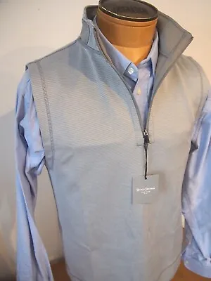 Hickey Freeman Performance Fabric Grey Micro-stripe 1/4 Zip Vest NWT L $99.50 • $55