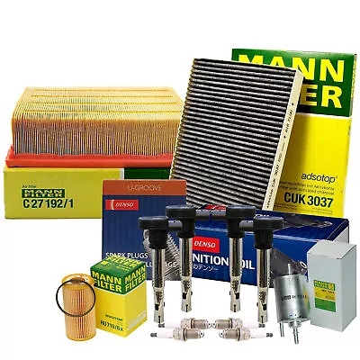 Mann Filters Denso 4 Coils 4 U-Groove Spark Plugs Tune Up Kit For Audi Turbo L4 • $197.95