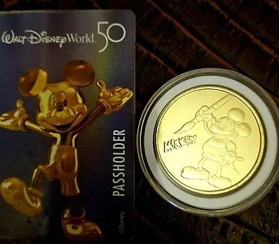 New 2024 DisneyParks Exclusive GOLD Mickey Coin Medallion *In Collector's Case!* • $15.71