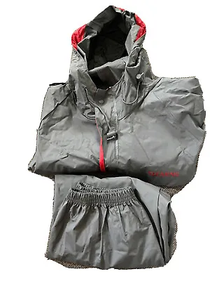 STEARNS Dry Wear Gray 2pc Hooded Rain Suit Jacket And Pants Medium Polyvinyl • $18