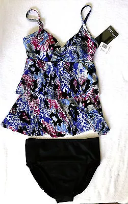 MagicSuit By Miraclesuit Ruffle Tier Top Sz 10 Miraclesuit Blk Btms Sz 12  • $55.99