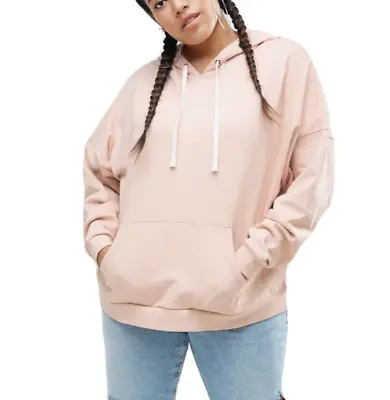$35 • Buy ASOS Curve Size 20 Boxy Hoodie Sweatshirt Drop Shoulder Tunnel Pocket Knit Pink