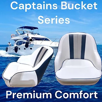 Boat Seat Captains Bucket Series Helm Chair White/ Blue /grey   1 Pair 2 Seats • $600