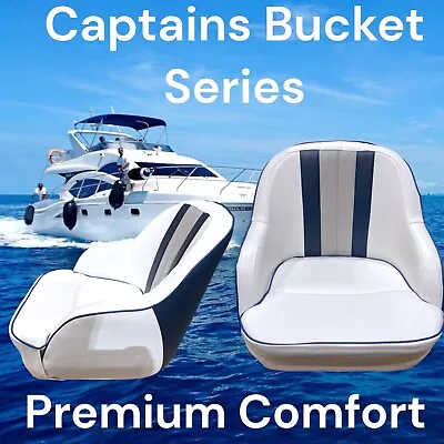 Boat Seats Captains Bucket Series Helm Chair White/ Blue /grey   1 Pair 2 Seats • $600
