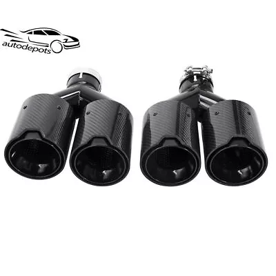 Fits BMW 63MM In 101MM Out Dual Exhaust Twin End Tips Tail Pipe Carbon Fiber • $194