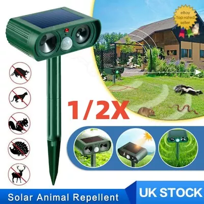 Solar Ultrasonic Dog Cat Repellent Fox Pest Scarer Deterrent Repeller Garden UK • £10.39