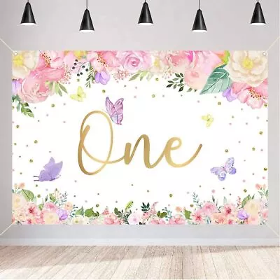 Happy 1st Birthday Backdrop Banner Party Decoration For Girl Happy 1 Year Old • £12.99