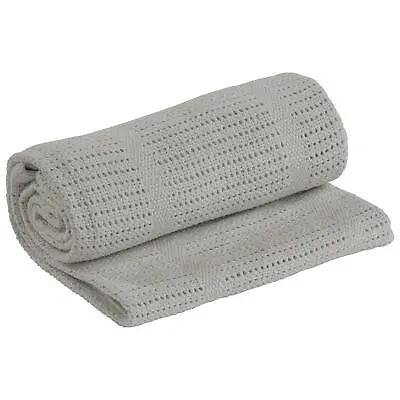 £4.99 • Buy Grey 100% Cotton Cellular Blanket Baby Breathable Soft Pram Cot