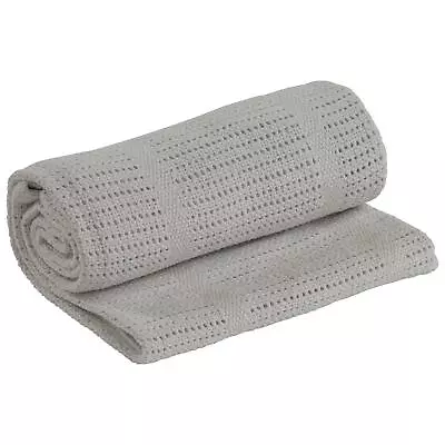 £4.99 • Buy Grey 100% Cotton Cellular Blanket Baby Breathable Soft Pram Cot