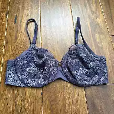 Malizia La Perla 38C Floral Lace Bra Mauve Purple  • $45