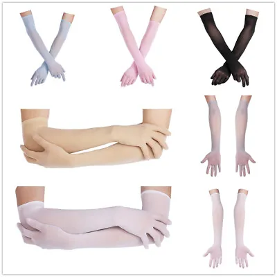£6.92 • Buy Women Mesh Sheer Gloves See Through Long Mittens Bridal Cocktail Clubwear 